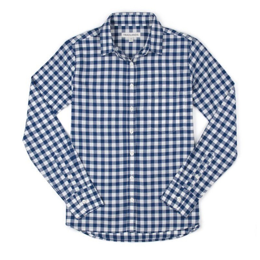Tradlands Blue and White Checkered Button Down Shirt